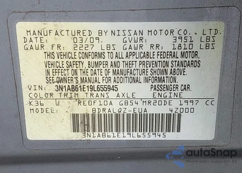 2009 Nissan Sentra 2.0 from USA, damaged, VIN 3N1AB61E19L655945